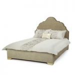 Lorence Bed In Fudge Fabric With Wooden Legs