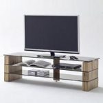 Kathryn Glass TV Stand In Smoke With Solid Oak Frame