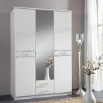 Ferito Mirror Wardrobe In Alpine White With Crystals And 3 Doors