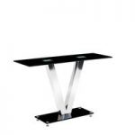 Venus Glass Console Table Rectangular In Black With Chrome