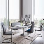Perry Extendable Glass Dining Table With Scala 4 Chair And Bench