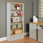 Seldon Large Bookcase In Grey With 2 Drawers