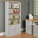 Seldon Large Bookcase In Grey With 2 Doors Cupboard