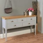 Seldon Console Table In Grey With 5 Drawers