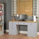 Seldon Computer Desk in Grey And Oak With 2 Doors And 3 Drawers