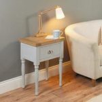 Seldon Lamp Table In Grey And Oak Veneer Top With 1 Drawer