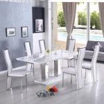 Monton Extendable Dining Set In White With 6 Collete White Chair