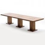 Mancinni 300cm Wooden Dining Table With 3 Pedestals