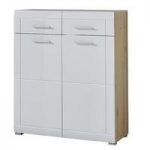 James Shoe Cabinet In Noble Beech and High Gloss White Fronts