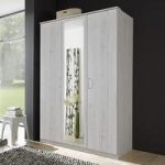 Octavia Stylish Mirrored Wardrobe In White Oak And 3 Doors