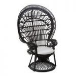 Sara Lounge Or Bedroom Chair In Rattan Black Peacock Design