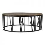 Rossi Wooden Coffee Table Round With Black Metal Base