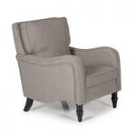 Lucas Sofa Chair In Mocha Fabric With Wooden Legs