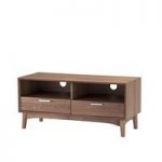 Alison Wooden Small TV Stand In Walnut With 2 Drawers