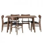 Alison Rectangular Dining Table In Walnut With 6 Chairs