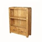 Nancy Low Bookcase In Solid Acacia Wood With 2 Drawers