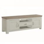Empire Wide Wooden TV Stand In Stone Painted