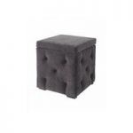 Alencia Storage Box In Charcoal Velvet Style Fabric