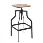 Andora Bar Stool In Black With Wooden Seat