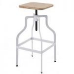 Andora Bar Stool In White With Wooden Seat