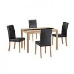 Narvik 4 Seater Dining Set In Real Ash Veneer And Black Glass