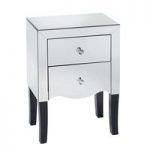 Alvaro Mirrored Bedside Cabinet With 2 Drawers
