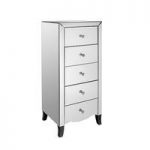 Alvaro Mirrored Tall Chest of Drawers With 5 Drawers