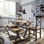 Wilson Wooden Dining Table Large In Grey With 4 Chairs And Bench