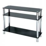 Paulina Console Desk In Black Glass With Chrome Legs