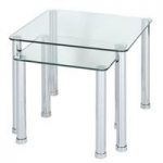 Osian Glass Nesting Tables In Clear With Chrome Legs
