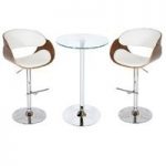 Bente Bar Table In Clear Glass With 2 Corano White Stools