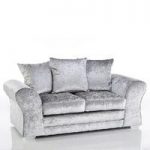 Glider 2 Seater Sofas In Silver Fabric With Chrome Base