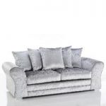 Glider 3 Seater Sofas In Silver Fabric With Chrome Base
