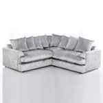 Magnus Fabric Corner Sofa In Silver Crushed Velvet
