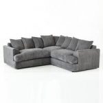 Magnus Fabric Corner Sofa In Charcoal With Black Feet