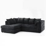 Ambrose Contemporary Corner Sofa In Black Fabric