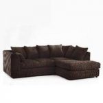 Ambrose Fabric Corner Sofa In Chocolate With Black Feet