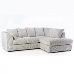 Ambrose Fabric Corner Sofa In Cream With Black Feet