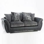 Luxor 3 Seater Sofa In Black PU And Grey Fabric