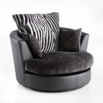 Luxor Swivel Sofa Chair In Black PU And Grey Fabric