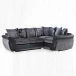 Luxor Modern Corner Sofa In Black PU And Grey Fabric