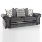 Revive 3 Seater Sofa In Black PU And Grey Fabric