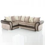 Revive Corner Sofa In Brown Faux Leather And Mink Fabric