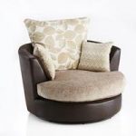 Revive Swivel Sofa Chair In Brown PU And Mink Fabric