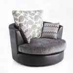 Revive Swivel Sofa Chair In Black PU And Grey Fabric