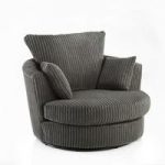 Ambrose Swivel Sofa Chair In Charcoal Grey Fabric