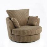 Ambrose Swivel Sofa Chair In Coffee Fabric With Metal Feet