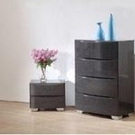 Parker Bedside Cabinet In Grey High Gloss With 2 Drawers