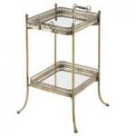 Amanda Mirrored Square Side Table And Serving Tray In Metal