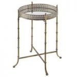 Rivera Mirrored Large Side Table Round In Gold Metal